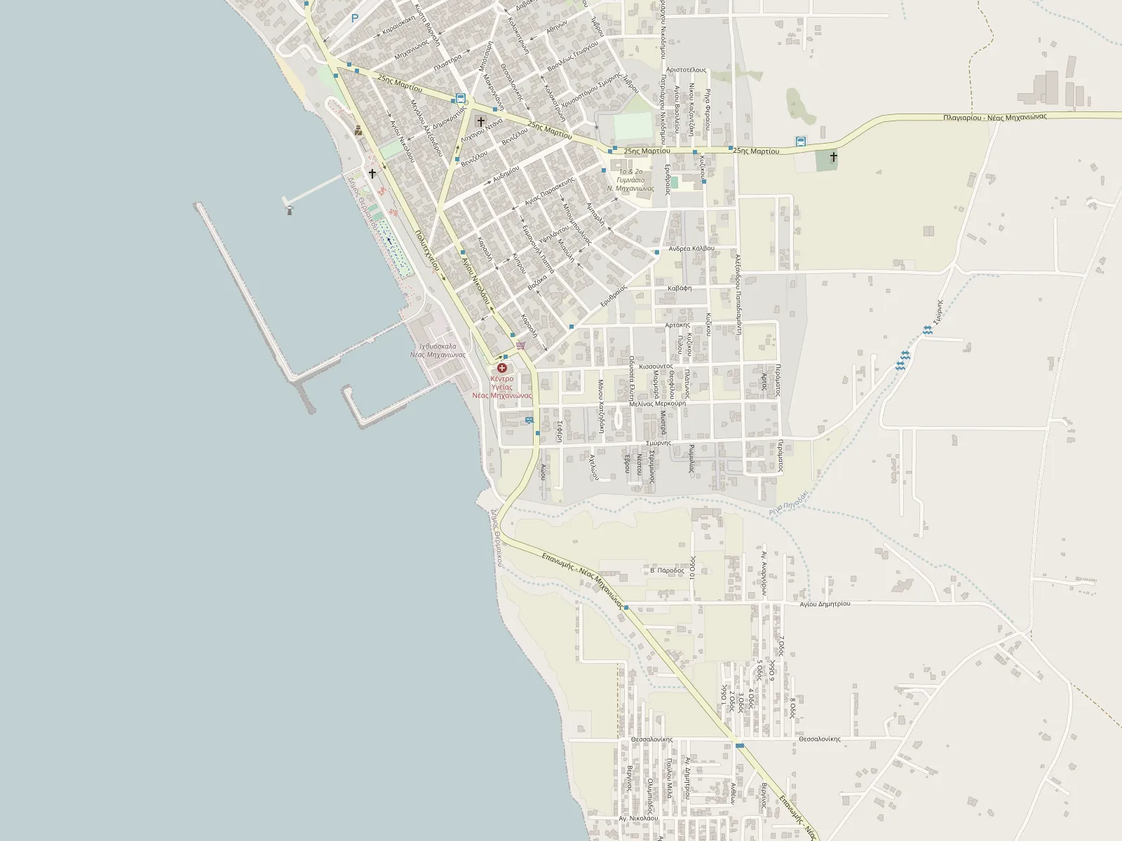 Map of Nea Michaniona with Theodoras House